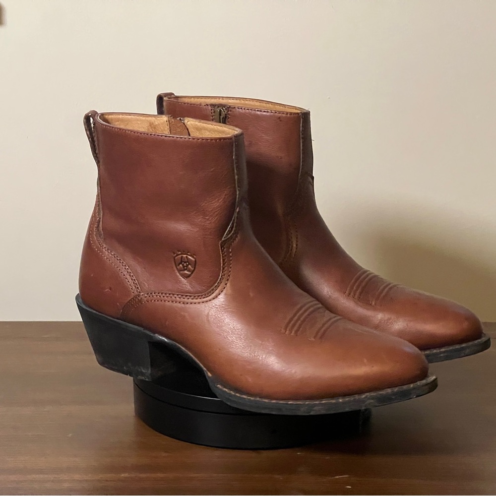 Ariat Deputy Brown Ankle Boots Men’s 11D Brown Zip Western Cowboy